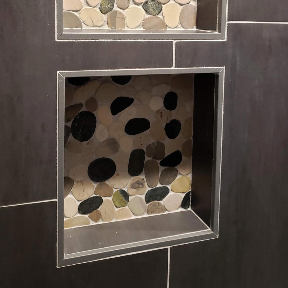 Custom Pepple Tile Walk-in Shower Custom Pepple Tile Walk-in Shower