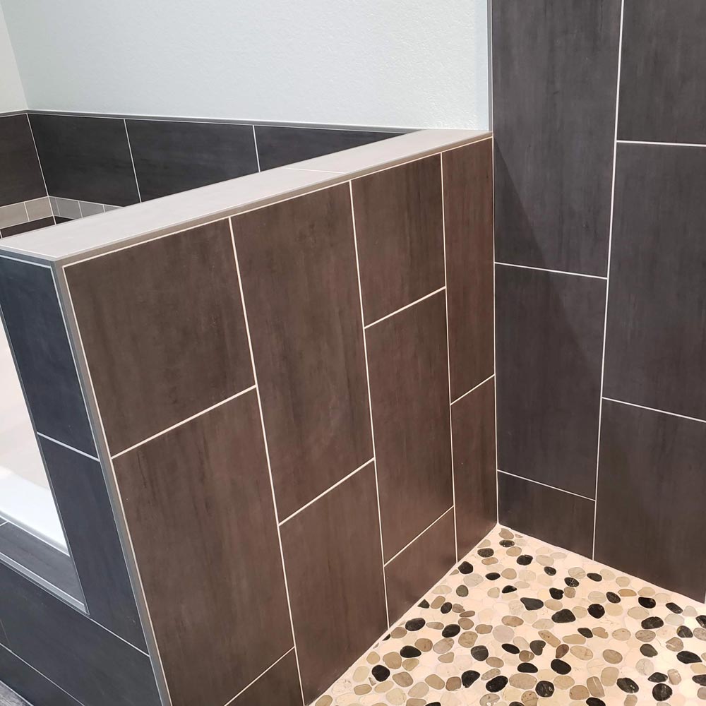 Custom Pepple Tile Walk-in Shower Custom Pepple Tile Walk-in Shower